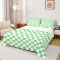thumbnail image 1 of Homewish Green White Grid 4-Piece Full Size Sheets For Kids Children Teens,Geometric Buffalo Bed Sheets,Minimalist Abstract Lightweight Sheet Sets,Microfiber Bedroom Decor, 1 of 7