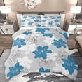 thumbnail image 1 of Homewish Grey Blue Flower Queen Comforter Set, Vintage Plant Botanical Bedding Sets, Rustic Farmhouse Floral Reversible Bedding Comforter Set, Breathable Home Decor, 3pcs, 1 of 8