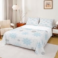 thumbnail image 1 of Homewish Grey Blue Snowflake Queen Sheet Sets for Child, Dreamy Christmas Flat Sheet, Modern Fashion Queen Fitted Sheet, Microfiber Bedroom Decor, 4 Pieces, 1 of 7