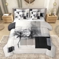thumbnail image 1 of Homewish Grey Ink Floral Twin Bedding Sets 7-Piece for Adult, Fashion Square Abstract Bedding Comforter Set, Modern Art Theme Reversible Sheet Sets, Luxury Bedroom Decor, 1 of 7