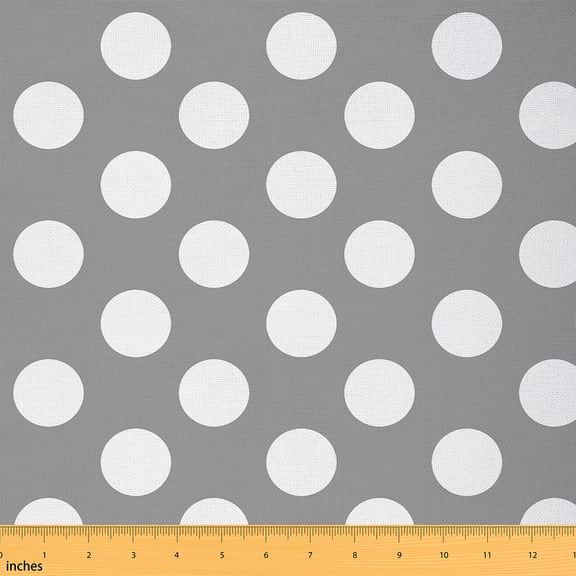 Homewish Grey Kawaii Dots Fabric by the Yard 1 Yard for Kids, Modern Polka Dot Room Decor Fabric by the Yard, Cartoon Farmhouse Sewing Fabric, Breathable Home Decor
