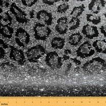 Homewish Grey Sequin Print Fabric by the Yard 1 Yard, Fashion Leopard Print Room Decor Fabric by the Yard, Romantic Cheetah Animal Sewing Fabric, Luxury Bedroom Decor