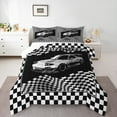 thumbnail image 1 of Homewish Grey Sport Car Full Size Comforter Sets 3-Piece for Kids Children Teens,Car Theme Bedding Comforter Set,Geometric Plaid Gird Lightweight Bedding Sets,Lightweight Room Decor, 1 of 8