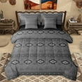 thumbnail image 1 of Homewish Grey Triangle Aztec Bedding Comforter Set 7 Pieces, Western Hippie Bohemian Full Bedding Set, Tribal Cowgirl Cowboy Reversible Fitted Sheet Flat Sheet, Microfiber Bedroom Decor, 1 of 7
