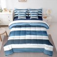 thumbnail image 1 of Homewish Grunge Blue Lines 7-Piece Twin Bedding,Abstract Aesthetic Bedding Comforter Set,Navy Blue Reversible, 1 of 8