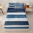 thumbnail image 1 of Homewish Grunge Blue Lines Zipper Twin Comforter Sets with Fitted Sheet and 2 Pillowcases,Abstract Aesthetic Zipper Bedding Set,Navy Blue Reversible,4pcs, 1 of 8
