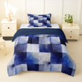 thumbnail image 1 of Homewish Grunge Checkered Twin Comforter Sets,Minimalist Aesthetic Bedding Set,Navy,Navy Blue Reversible,2-Piece,1 Comforter and 1 Pillowcase, 1 of 7