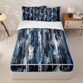 thumbnail image 1 of Homewish Grunge Navy Zipper Queen Comforter Set with Fitted Sheet and 2 Pillowcases,Modern Abstract Zipper Bedding Set,Navy Black,Reversible,4pcs, 1 of 8