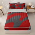 thumbnail image 1 of Homewish Grunge Red Camo Zipper Queen Comforter Set with Fitted Sheet and 2 Pillowcases,Retro Aesthetic Zipper Bedding Set,Light Gray Reversible,4pcs, 1 of 8