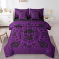 thumbnail image 1 of Homewish Grunge Skull Skeleton 7-Piece Twin Bedding,Victorian Damask Bedding Comforter Set,Happy Halloween Bed Set,Black Reversible, 1 of 8