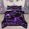 thumbnail image 1 of Homewish Gymnastics Dancing Lovers Full Size Comforter Sets,Girls Gymnastic Sports Bedding Comforter Set,Purple Sequin Print Bedding Sets For Kids,Ultra Soft Home Decor Reversible,3pcs, 1 of 8