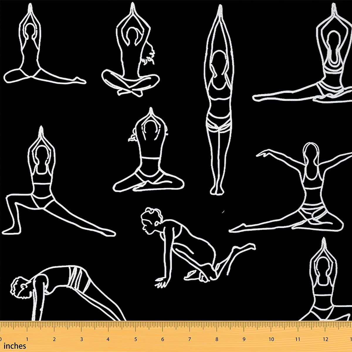 Homewish Gymnastics Lover Fabric by the Yard 2 Yard,Sport Theme Room Decor Fabric by the Yard,White Black Fabric for Sewing For Girls Kids,Microfiber Bedroom Decor