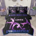 thumbnail image 1 of Homewish Gymnastics Lovers 7 Pieces Bedding Comforter Set,Chic Gliitter Print Full Bedding Set,Blue Purple Black Fitted Sheet Flat Sheet For Kids,Luxury Bedroom Decor Reversible, 1 of 8