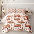 thumbnail image 1 of Homewish HFarm Truck Pumpkin Twin Quilt Set, Autumn Maple Leaf Twin Coverlet Set, White Orange, 2 Pieces 1 Bedspread and 1 Pillowcase, 1 of 7