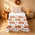 thumbnail image 1 of Homewish HFarm Truck Pumpkin Twin Sheets, Autumn Maple Leaf Bedding, White Orange, 3pcs (1 Flat Sheet, 1 Fitted Sheet and 1 Pillowcase), 1 of 6