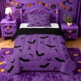 thumbnail image 1 of Homewish Halloween Bat Twin Comforter Sets,Crescent Pattern Bedding Set,Lavender Purple Black,Black Reversible,2pcs,1 Comforter and 1 Pillowcase, 1 of 7