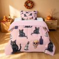 thumbnail image 1 of Homewish Halloween Black Cat Twin Comforter Sets for Girls, Vintage Skull Bedding Set, Pink Black Cream Purple, Pink Reversible, 2 Pieces 1 Comforter and 1 Pillowcase, 1 of 6