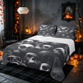 thumbnail image 1 of Homewish Halloween Candy Skull Bed Sheets, Gothic Skeleton Full Size Sheets, Charcoal Gray, 4pcs (1 Flat Sheet, 1 Fitted Sheet and 2 Pillowcases), 1 of 4