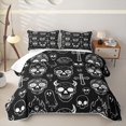 thumbnail image 1 of Homewish Halloween Candy Skull Twin Quilt Set, Spooky Animal Twin Coverlet Set, Black White, 2 Pieces 1 Bedspread and 1 Pillowcase, 1 of 7