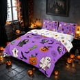 thumbnail image 1 of Homewish Halloween Cartoon Ghost Duvet Cover Queen, Bat Pumpkin Queen Bedding, Lavender Purple Black Orange, Pumpkin Bat Reversible 3-Piece, 1 Duvet Cover and 2 Pillowcases, 1 of 7