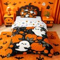 thumbnail image 1 of Homewish Halloween Cartoon Ghost Twin Duvet Cover,Jack O Lantern Vine Print Twin Bedding,Black Orange,Halloween Reversible,2pcs,1 Duvet Cover and 1 Pillowcase, 1 of 6