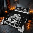 thumbnail image 1 of Homewish Halloween Couple Skeleton Full Size Comforter Sets, Gothic Rose Flower Bedding Comforter Set, Black White, Black Reversible, 3 Pieces 1 Comforter and 2 Pillowcases, 1 of 6