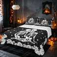 thumbnail image 1 of Homewish Halloween Couple Skeleton Queen Sheets, Gothic Rose Flower Queen Sheet Sets, Black White, 4 Pieces (1 Flat Sheet, 1 Fitted Sheet and 2 Pillowcases), 1 of 4