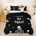 thumbnail image 1 of Homewish Halloween Death Skull Duvet Cover Queen,Trick Or Treat Print Queen Bedding,Black White,Black Reversible,3 Pieces,1 Duvet Cover and 2 Pillowcases, 1 of 6