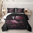 thumbnail image 1 of Homewish Halloween Death Skull Quilt King,Red Rose Flowers King Coverlet Set,3 Pieces, 1 of 7