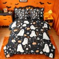 thumbnail image 1 of Homewish Halloween Floral Ghost 7-Piece Twin Bedding,Wild Autumn Flower Pattern Bedding Comforter Set,Black Cream Orange,Black Reversible, 1 of 8