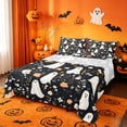 thumbnail image 1 of Homewish Halloween Floral Ghost Bed Sheets,Wild Autumn Flower Pattern Full Size Sheets,Black Cream Orange,4-Piece,1 Flat Sheet,1 Fitted Sheet and 2 Pillowcases, 1 of 6