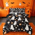 thumbnail image 1 of Homewish Halloween Floral Ghost Full Size Comforter Sets,Wild Autumn Flower Pattern Bedding Comforter Set,Black Cream Orange,Black Reversible,3-Piece,1 Comforter and 2 Pillowcases, 1 of 7