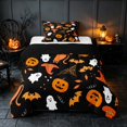 thumbnail image 1 of Homewish Halloween Ghost Bat Twin Comforter Sets, Cute Witch Hat Cat Bedding Set, Black Orange, Black Reversible, 2-Piece 1 Comforter and 1 Pillowcase, 1 of 5
