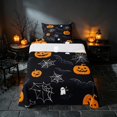 thumbnail image 1 of Homewish Halloween Ghost Bat Twin Sheets, Spider Web Pumpkin Bedding, Black Orange, 3pcs (1 Flat Sheet, 1 Fitted Sheet and 1 Pillowcase), 1 of 6