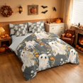 thumbnail image 1 of Homewish Halloween Ghost King Bedding, Wild Fall Bloom King Bed in a Bag, Dark Gray Cream, Gray Reversible 7 Pieces, 1 of 7