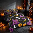 thumbnail image 1 of Homewish Halloween Ghost Pumpkin King Bedding, Cartoon Haunted House Moon King Bed in a Bag, Black Purple Orange Yellow, Black Reversible 7 Pieces, 1 of 7