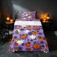 thumbnail image 1 of Homewish Halloween Ghost Pumpkin Twin Sheets, Spider Web Bedding, Purple Orange Black, 3pcs (1 Flat Sheet, 1 Fitted Sheet and 1 Pillowcase), 1 of 6