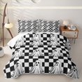 thumbnail image 1 of Homewish Halloween Ghost Quilt King, Grid Plaid King Coverlet Set, Black White, 3-Piece 1 Bedspread and 2 Pillowcases, 1 of 7