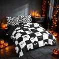 thumbnail image 1 of Homewish Halloween Ghost Twin Bedding, Spooky Animal Checkered Bedding Comforter Set, Black White, Black Reversible 7pcs, 1 of 7