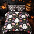 thumbnail image 1 of Homewish Halloween Ghost Twin Bedding for Kids Girls, Wildlife Autumn Floral Bedding Comforter Set, Black Reversible, 7-Piece, 1 of 7