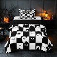 thumbnail image 1 of Homewish Halloween Ghost Twin Comforter Sets, Spooky Animal Checkered Bedding Set, Black White, Black Reversible, 2pcs 1 Comforter and 1 Pillowcase, 1 of 5
