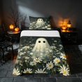 thumbnail image 1 of Homewish Halloween Ghost Twin Sheets, Daisy Flower Bedding, Dark Sage Off White, 3 Pieces (1 Flat Sheet, 1 Fitted Sheet and 1 Pillowcase), 1 of 6