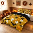 thumbnail image 1 of Homewish Halloween Ghost Witch Hat Duvet Cover Queen, Maple Leaf Black Cat Queen Bedding, Mustard Orange Black, Black Reversible 3pcs, 1 Duvet Cover and 2 Pillowcases, 1 of 7
