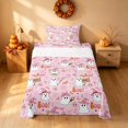 thumbnail image 1 of Homewish Halloween Ghost Witch Twin Sheets for Girls, Spider Web Pumpkin Candy Bedding, Light Pink Orange, 3 Pieces (1 Flat Sheet, 1 Fitted Sheet and 1 Pillowcase), 1 of 4