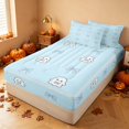 thumbnail image 1 of Homewish Halloween Ghost Zipper Full Size Comforter Sets with Fitted Sheet and 2 Pillowcases, Cute Coquette Bow Zipper Bedding Set, Light Blue, Polka Dots Reversible, 1 of 7