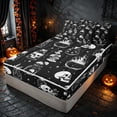 thumbnail image 1 of Homewish Halloween Gothic Skull Zipper Twin Comforter Sets with Fitted Sheet and 2 Pillowcases, Magical Mushroom Zipper Bedding Set, Black White, Black Reversible, 1 of 7