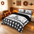 thumbnail image 1 of Homewish Halloween Graveyard Castle Duvet Cover Queen, Tree Pumpkin Bat Queen Bedding, Black White, Black Reversible 3pcs, 1 Duvet Cover and 2 Pillowcases, 1 of 7