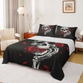 thumbnail image 1 of Homewish Halloween Hipple Skull Queen Sheets,Red Rose Flower Queen Sheet Sets,4-Piece,1 Flat Sheet, 1 Fitted Sheet and 2 Pillowcases, 1 of 6
