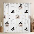 thumbnail image 1 of Homewish Halloween Pastel Striped Pumpkin Kitchen Curtains for Girls, Bow Ghost Witch Hat Black Out Curtains Pack of 2 (42x63 Each), Pink White Gold, 1 of 5
