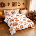 thumbnail image 1 of Homewish Halloween Pumpkin Queen Bedding, Watercolor Lollipop Bedding Comforter Set Queen, White Orange, Pumpkin Bat Reversible 7-Piece, 1 of 7